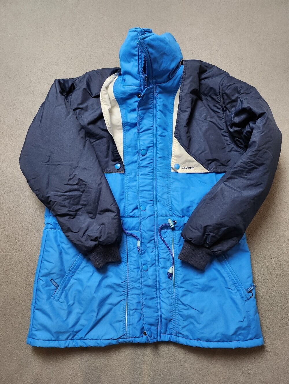 Vintage Marmot Jacket Mens Large Blue Winter Insulated Parka Outdoor Hiking